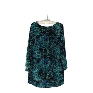 Gap Sz S Women's Green Blue Long Sleeve Scoop Back Pullover Shift Dress
